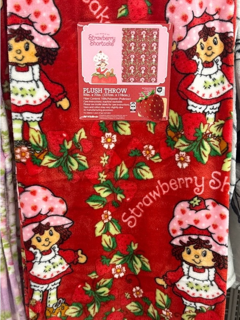 Strawberry Shortcake Red Plush Throw Blanket